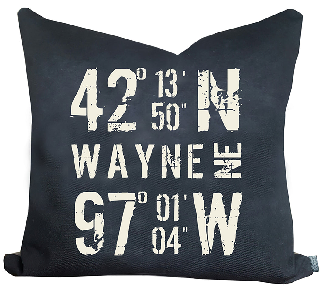 Custom Location \\ Latitude Coordinates Pillow