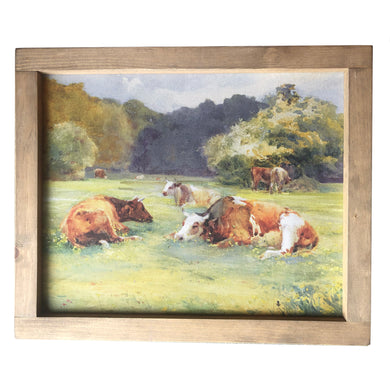 Cows in pasture framed canvas.   D E T A I L S • 19