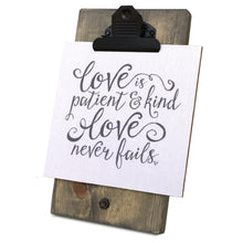 9.5"x5.5" wood clipboard with heavy duty metal clip holds the 7"x7" mini canvas. Available in wood stain or grey stain.  Note: No two clipboards are alike as each one is handmade and will have wood knots and wood imperfections.