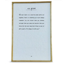 Book Page Handmade Paper Framed Sign, A.A. Milne