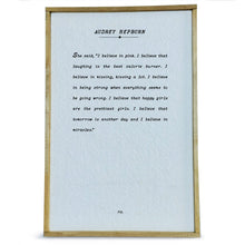 Book Page Handmade Paper Framed Sign, Audrey Hepburn