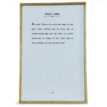 Book Page Handmade Paper Framed Sign, Dalai Lama