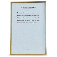 Book Page Handmade Paper Framed Sign, F. Scott Fitzgerald