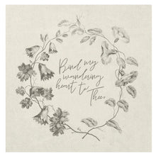 Bind My Wandering Heart, floral wreath, Mini Canvas
