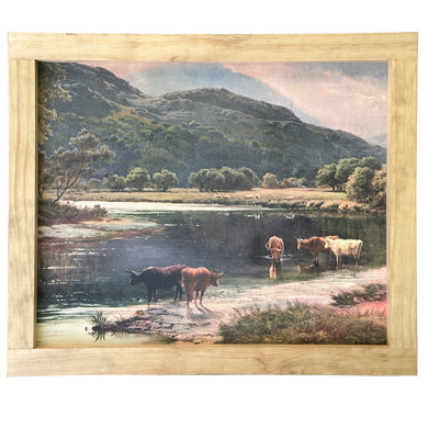 Cows by the River Framed Canvas