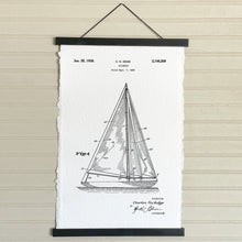 Blueprint Sailboat Handmade Paper Print