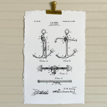 Blueprint Boat Anchor Handmade Paper Print