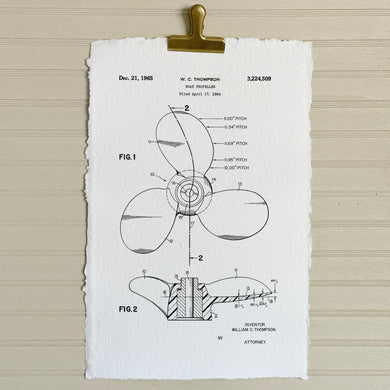 Blueprint Boat Propeller Handmade Paper Print