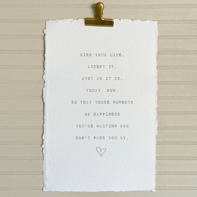 Kiss Your Life Handmade Paper Print