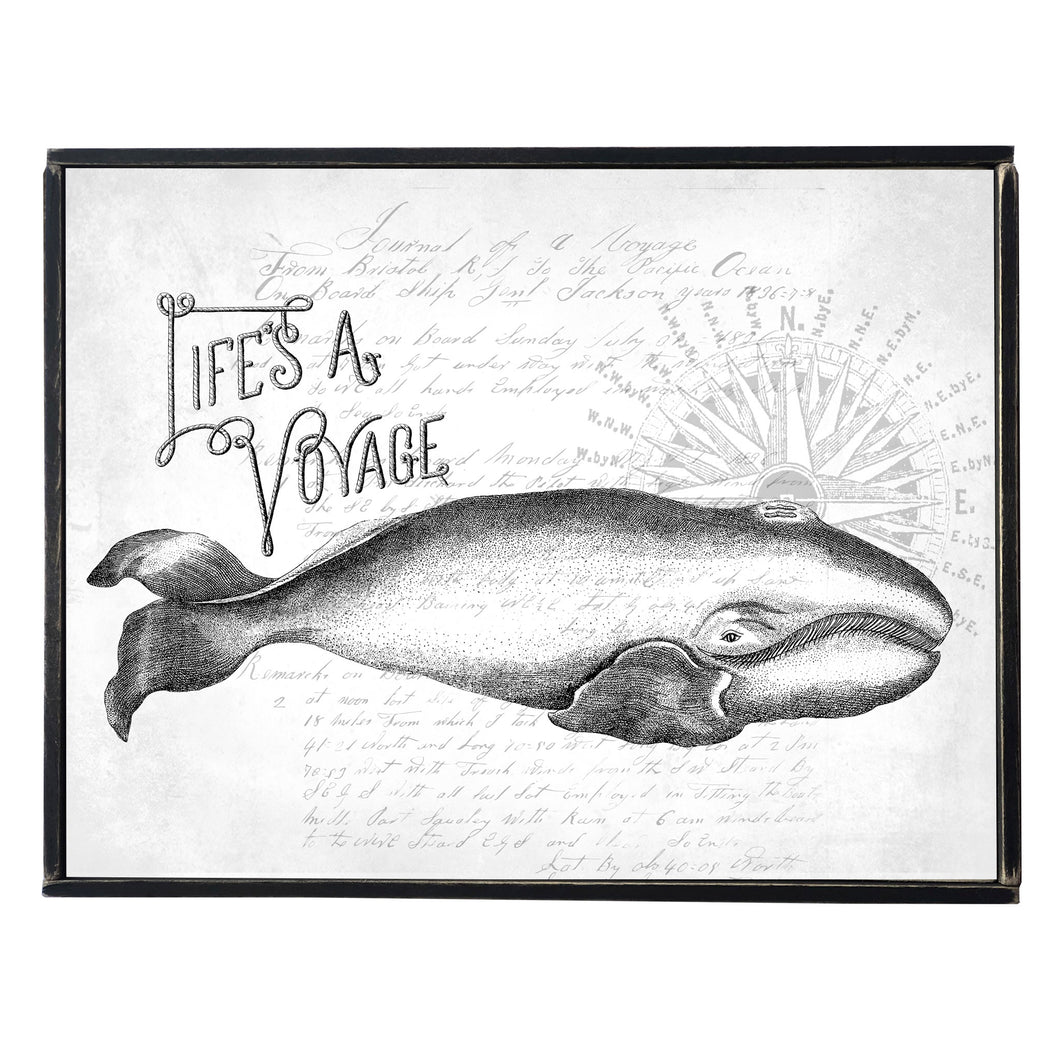 Life's A Voyage \\ Whale \\ Sea \\ Cottage \\ Vintage Style Framed Print