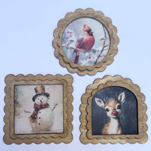 3x3 Magnets set/6 Christmas Holiday Vintage Style Prints