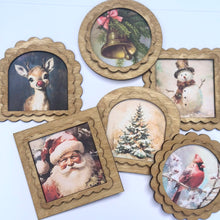 3x3 Magnets set/6 Christmas Holiday Vintage Style Prints