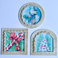 3x3 Magnets set/6 Retro Christmas Holiday Vintage Style Prints