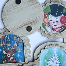 3x3 Magnets set/6 Retro Christmas Holiday Vintage Style Prints