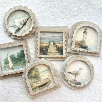 3x3 Magnets set/6 Summer Lake Vintage Style Prints