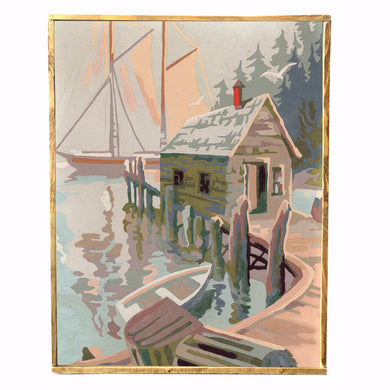 Paint by Number Sailboat (#1) \\ Nautical \\ Vintage Style Framed Print