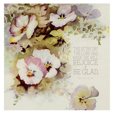 Vintage pansy floral, This is the Day,  Mini Canvas