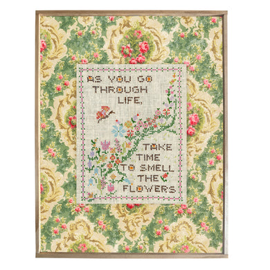 Vintage Cross Stitch / Wallpaper Print, Framed Print