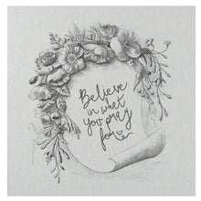 Believe in what you prayer for mini canvas.   D E T A I L S • You are purchasing the MINI CANVAS ONLY • 7" x 7" approximately • Printed on cotton twill canvas fabric and glued to 1/8" masonite board • ALL MINI CANVAS HOLDERS SOLD SEPARATELY. If you would like a mini canvas block holder or clipboard, please add one of these listings to your cart.