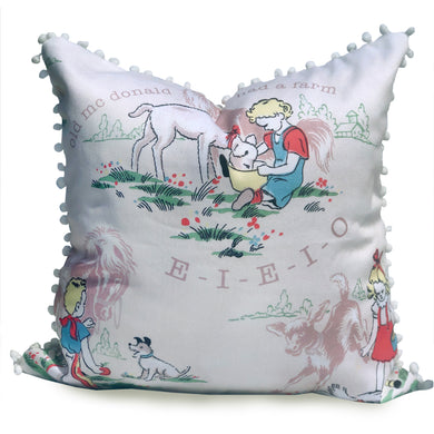 Old McDonald E-I-E-I-O Vintage Style Pillow