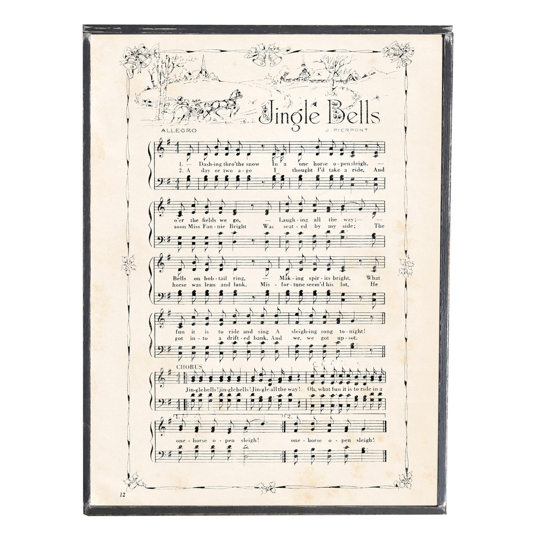 Jingle Bells \\ Vintage Sheet Music \\ Vintage Style Framed Print