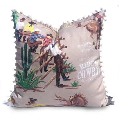 Ride'm Cowboy Ranch Vintage Style Pillow