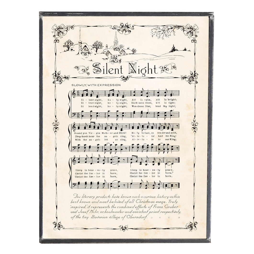 Silent Night Holy Night Hymn \\ Vintage Sheet Music \\ Vintage Style Framed Print