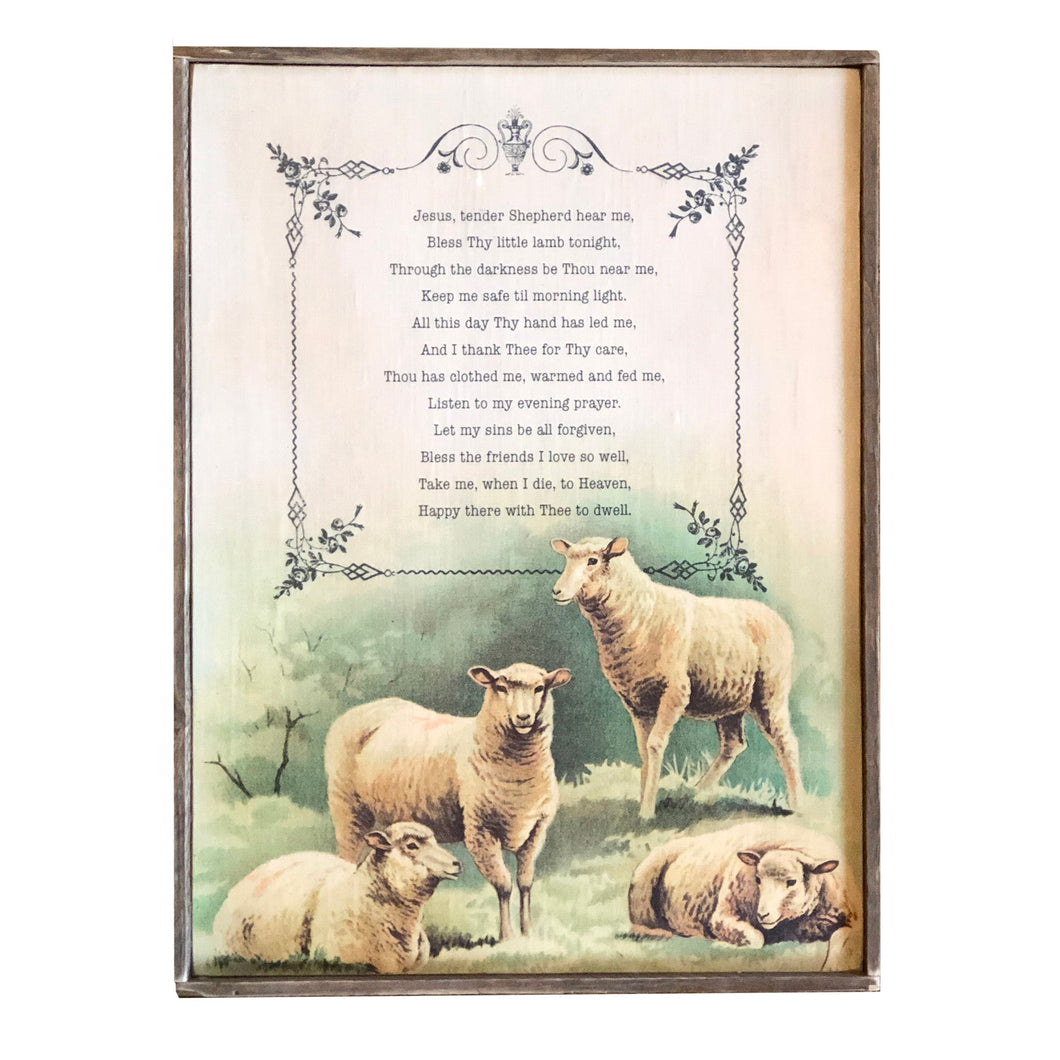 Tender Shepherd Prayer // Sheep // Lamb Vintage Style Framed Print