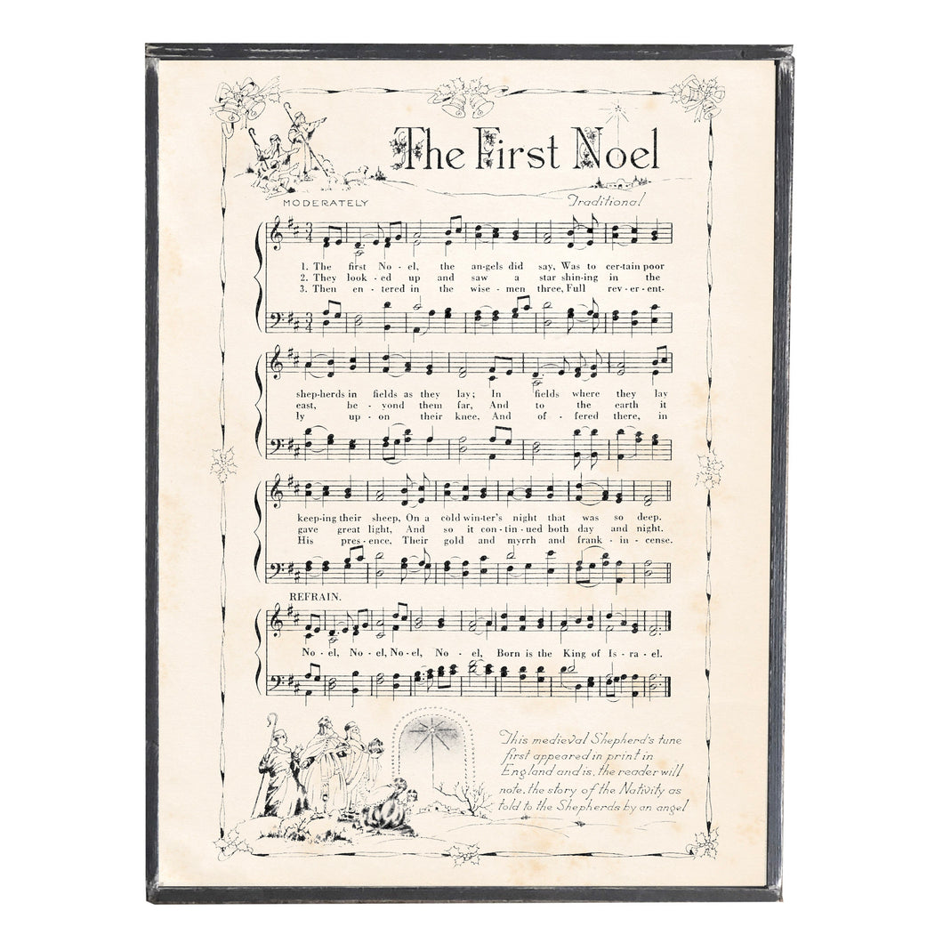 The First Noel Hymn \\ Vintage Sheet Music \\ Vintage Style Framed Print