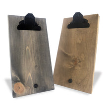 9.5"x5.5" wood clipboard with heavy duty metal clip holds the 7"x7" mini canvas. Available in wood stain or grey stain.  Note: No two clipboards are alike as each one is handmade and will have wood knots and wood imperfections.